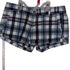 Aeropostale Junior Ladies Size 5/6 Plaid Mid Rise Cotton Blend Turn Up Shorts